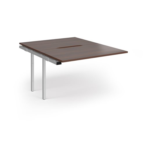 Connex Angled 1200 x 1600 x 725mm Back to Back Add On Bay - Silver Frame / Walnut Top