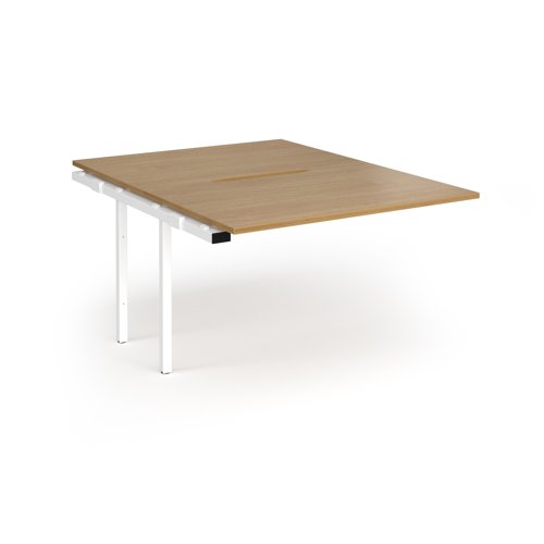 Connex Angled 1200 x 1600 x 725mm Back to Back Add On Bay - White Frame / Oak Top
