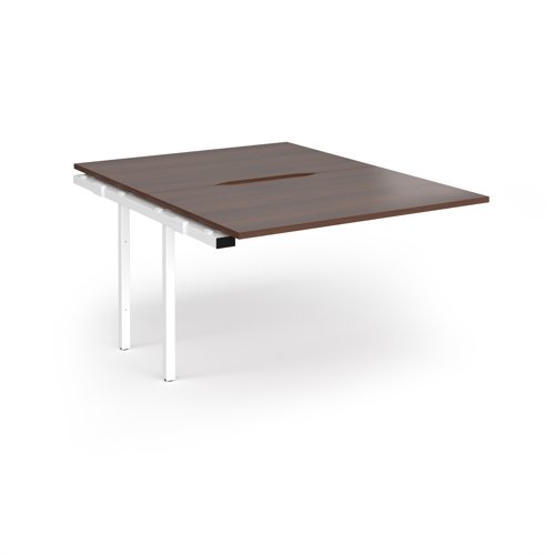 Connex Angled 1200 x 1600 x 725mm Back to Back Add On Bay - White Frame / Walnut Top