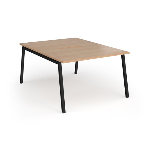 Connex Angled 1200 x 1600 x 725mm Back to Back Desk (2 x 1200mm) - Black Frame / Beech Top
