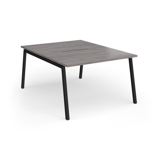 Connex Angled 1200 x 1600 x 725mm Back to Back Desk (2 x 1200mm) - Black Frame / Grey Oak Top