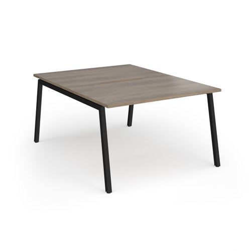 Connex Angled 1200 x 1600 x 725mm Back to Back Desk (2 x 1200mm) - Black Frame / Nebraska Oak Top