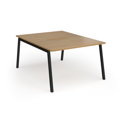 Connex Angled 1200 x 1600 x 725mm Back to Back Desk (2 x 1200mm) - Black Frame / Oak Top