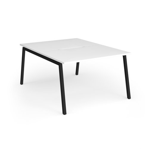 Connex Angled 1200 x 1600 x 725mm Back to Back Desk (2 x 1200mm) - Black Frame / White Top