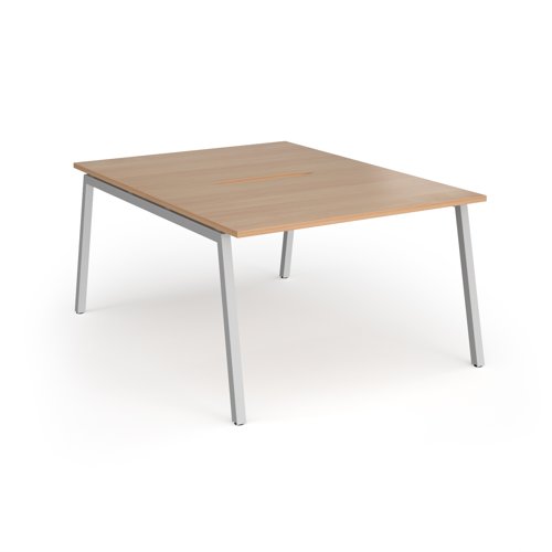 Connex Angled 1200 x 1600 x 725mm Back to Back Desk (2 x 1200mm) - Silver Frame / Beech Top