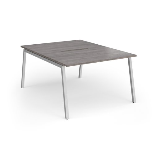 Connex Angled 1200 x 1600 x 725mm Back to Back Desk (2 x 1200mm) - Silver Frame / Grey Oak Top