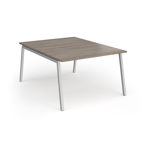 Connex Angled 1200 x 1600 x 725mm Back to Back Desk (2 x 1200mm) - Silver Frame / Nebraska Oak Top