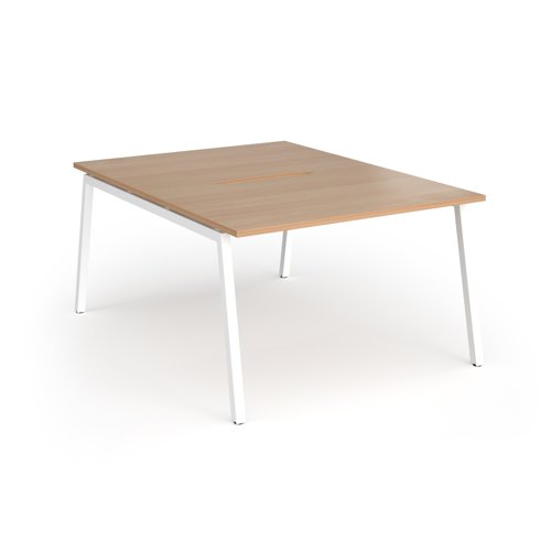 Connex Angled 1200 x 1600 x 725mm Back to Back Desk (2 x 1200mm) - White Frame / Beech Top