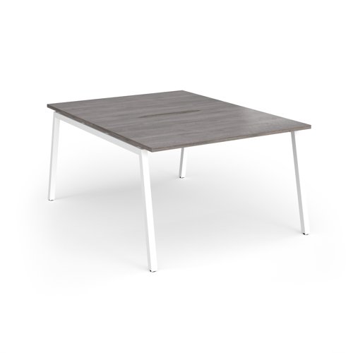 Connex Angled 1200 x 1600 x 725mm Back to Back Desk (2 x 1200mm) - White Frame / Grey Oak Top