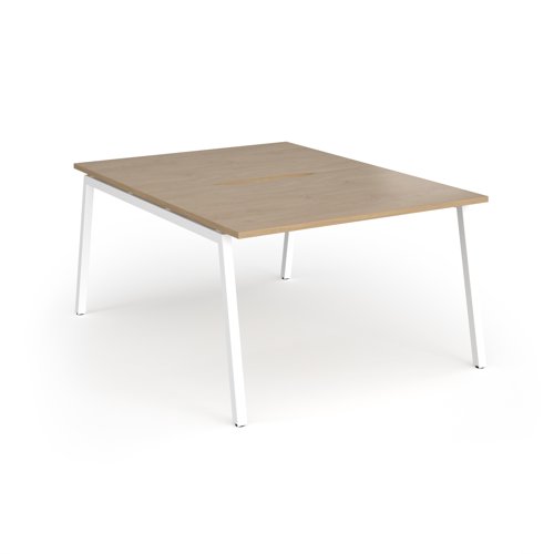 Connex Angled 1200 x 1600 x 725mm Back to Back Desk (2 x 1200mm) - White Frame / Kendal Oak Top