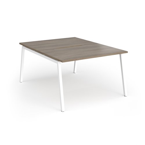Connex Angled 1200 x 1600 x 725mm Back to Back Desk (2 x 1200mm) - White Frame / Nebraska Oak Top