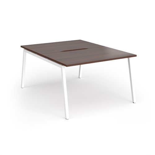 Connex Angled 1200 x 1600 x 725mm Back to Back Desk (2 x 1200mm) - White Frame / Walnut Top