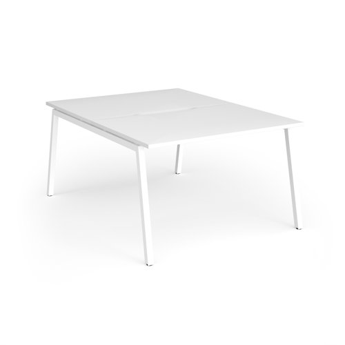 Connex Angled 1200 x 1600 x 725mm Back to Back Desk (2 x 1200mm) - White Frame / White Top