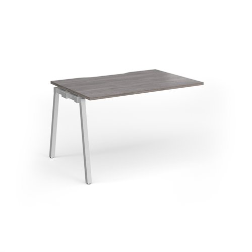 Connex Angled 1200 x 800 x 725mm Single Add On Bay - Silver Frame / Grey Oak Top