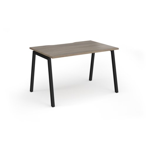 Connex Angled 1200 x 800 x 725mm Single Desk - Black Frame / Nebraska Oak Top