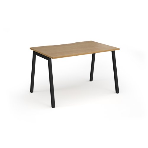 Connex Angled 1200 x 800 x 725mm Single Desk - Black Frame / Oak Top
