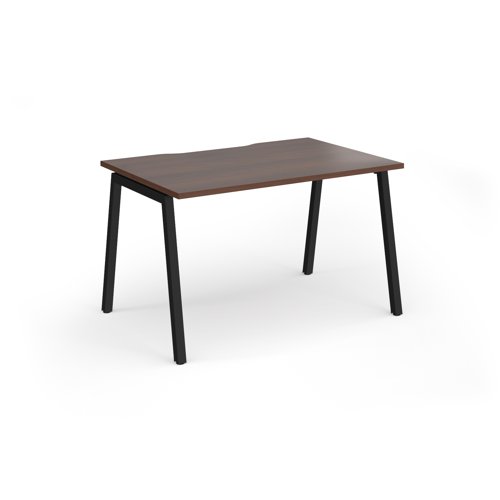 Connex Angled 1200 x 800 x 725mm Single Desk - Black Frame / Walnut Top