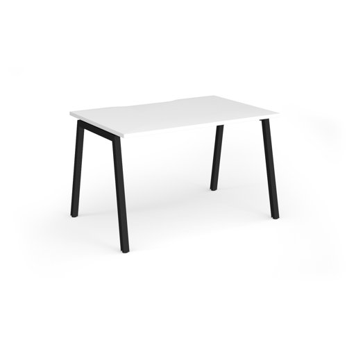 Connex Angled 1200 x 800 x 725mm Single Desk - Black Frame / White Top