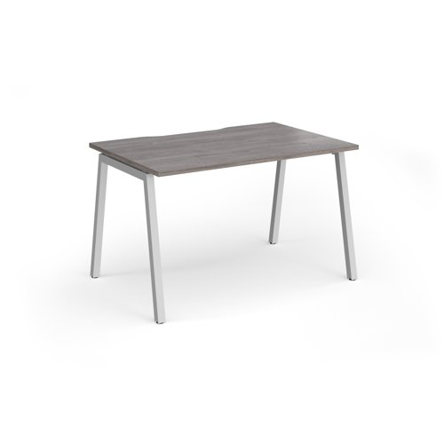 Connex Angled 1200 x 800 x 725mm Single Desk - Silver Frame / Grey Oak Top