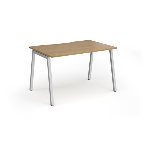 Connex Angled 1200 x 800 x 725mm Single Desk - Silver Frame / Oak Top