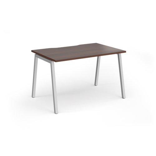 Connex Angled 1200 x 800 x 725mm Single Desk - Silver Frame / Walnut Top