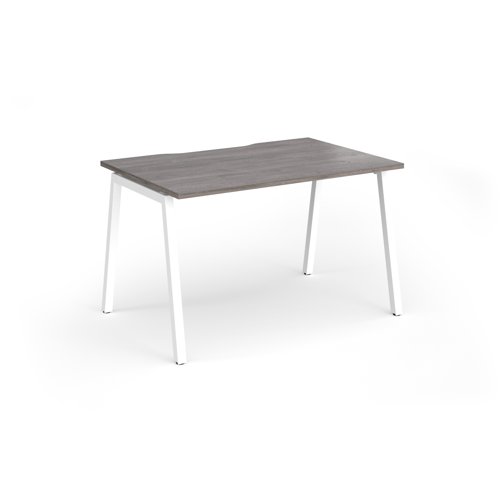Connex Angled 1200 x 800 x 725mm Single Desk - White Frame / Grey Oak Top
