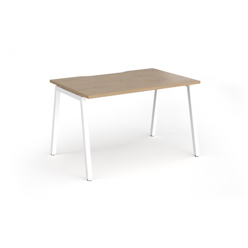 Connex Angled 1200 x 800 x 725mm Single Desk - White Frame / Kendal Oak Top
