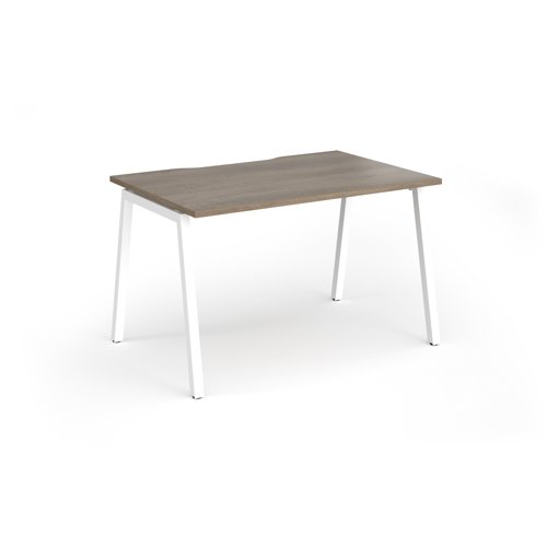 Connex Angled 1200 x 800 x 725mm Single Desk - White Frame / Nebraska Oak Top