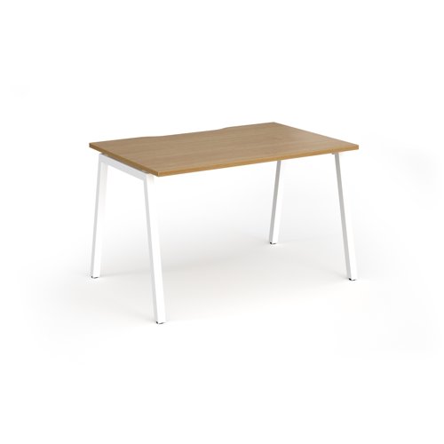 Connex Angled 1200 x 800 x 725mm Single Desk - White Frame / Oak Top