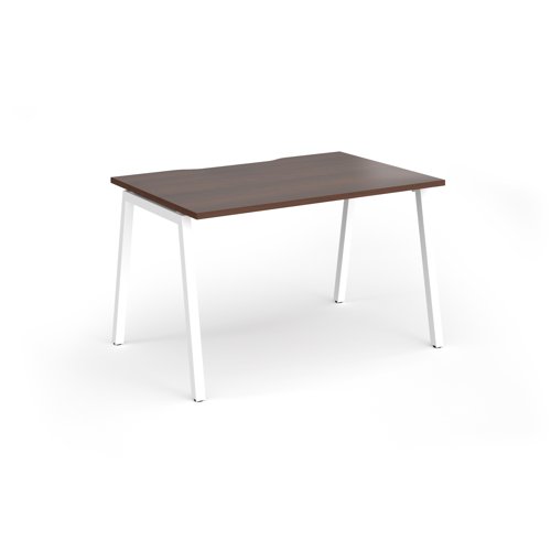 Connex Angled 1200 x 800 x 725mm Single Desk - White Frame / Walnut Top