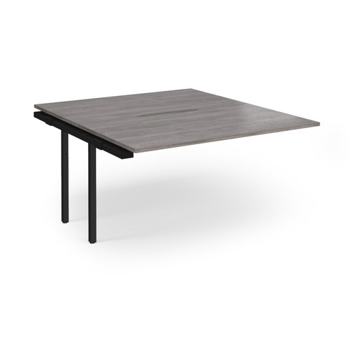 Connex Angled 1400 x 1600 x 725mm Back to Back Add On Bay - Black Frame / Grey Oak Top