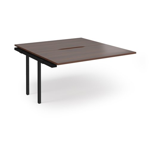 Connex Angled 1400 x 1600 x 725mm Back to Back Add On Bay - Black Frame / Walnut Top
