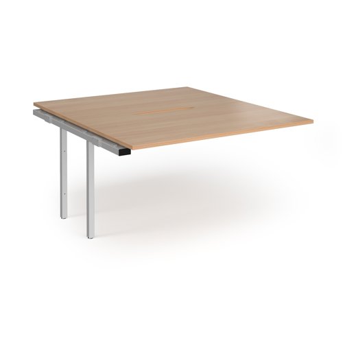 Connex Angled 1400 x 1600 x 725mm Back to Back Add On Bay - Silver Frame / Beech Top