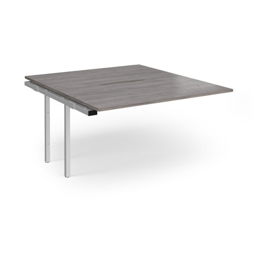 Connex Angled 1400 x 1600 x 725mm Back to Back Add On Bay - Silver Frame / Grey Oak Top