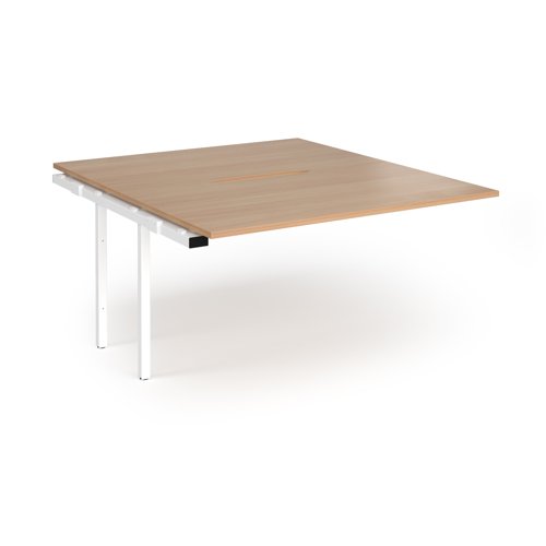 Connex Angled 1400 x 1600 x 725mm Back to Back Add On Bay - White Frame / Beech Top