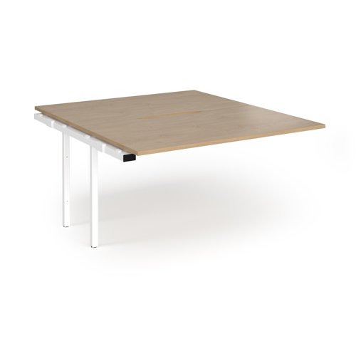 Connex Angled 1400 x 1600 x 725mm Back to Back Add On Bay - White Frame / Kendal Oak Top