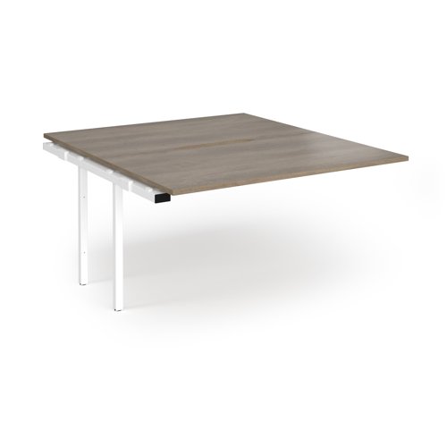 Connex Angled 1400 x 1600 x 725mm Back to Back Add On Bay - White Frame / Nebraska Oak Top