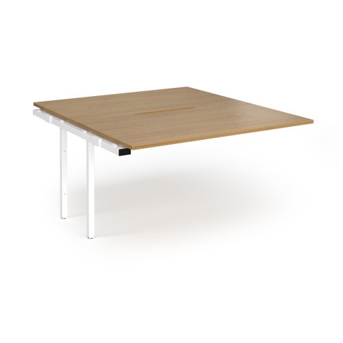 Connex Angled 1400 x 1600 x 725mm Back to Back Add On Bay - White Frame / Oak Top