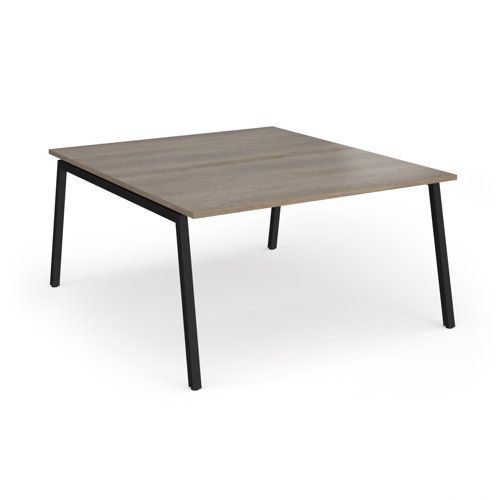 Connex Angled 1400 x 1600 x 725mm Back to Back Desk (2 x 1400mm) - Black Frame / Nebraska Oak Top