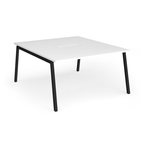 Connex Angled 1400 x 1600 x 725mm Back to Back Desk (2 x 1400mm) - Black Frame / White Top