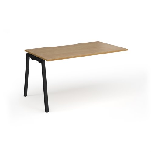 Connex Angled 1400 x 800 x 725mm Single Add On Bay - Black Frame / Oak Top
