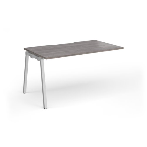 Connex Angled 1400 x 800 x 725mm Single Add On Bay - Silver Frame / Grey Oak Top