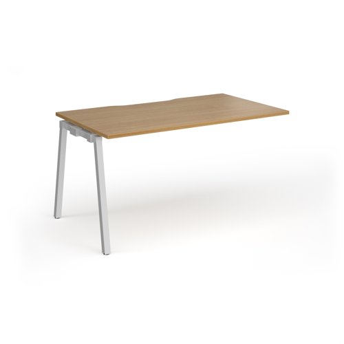 Connex Angled 1400 x 800 x 725mm Single Add On Bay - Silver Frame / Oak Top