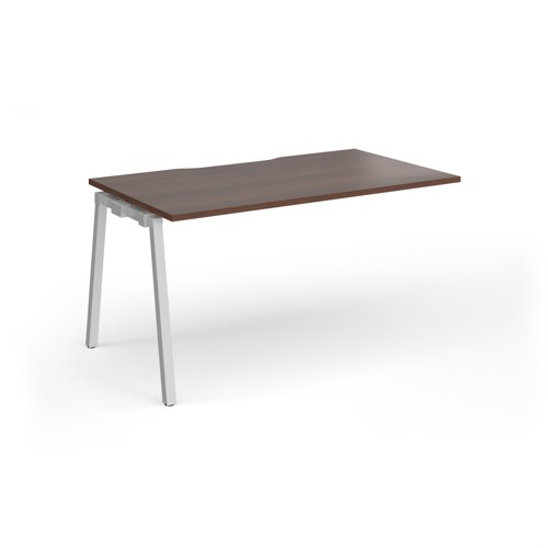 Connex Angled 1400 x 800 x 725mm Single Add On Bay - Silver Frame / Walnut Top