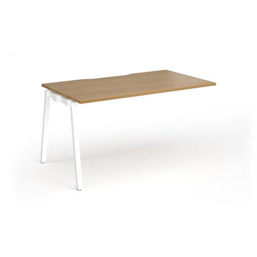Connex Angled 1400 x 800 x 725mm Single Add On Bay - White Frame / Oak Top