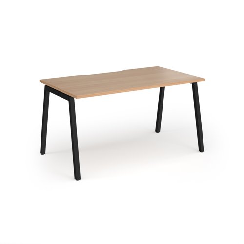 Connex Angled 1400 x 800 x 725mm Single Desk - Black Frame / Beech Top