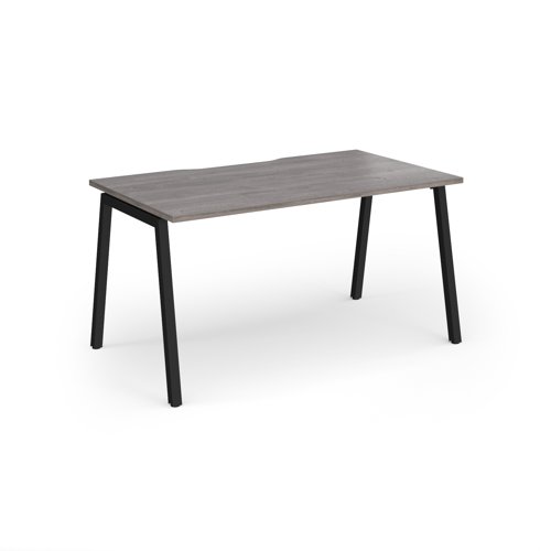 Connex Angled 1400 x 800 x 725mm Single Desk - Black Frame / Grey Oak Top