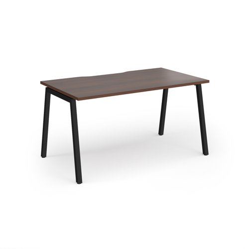 Connex Angled 1400 x 800 x 725mm Single Desk - Black Frame / Walnut Top