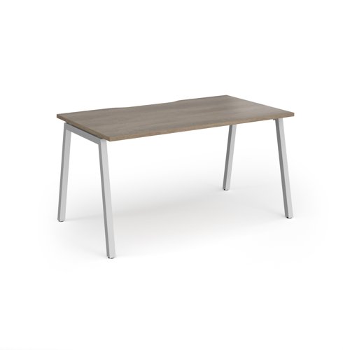 Connex Angled 1400 x 800 x 725mm Single Desk - Silver Frame / Nebraska Oak Top