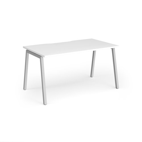 Connex Angled 1400 x 800 x 725mm Single Desk - Silver Frame / White Top